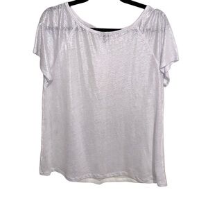 Tommy Bahama Linen Blend Top Shirt Blouse Womens Large Shimmer Resortwear White